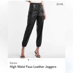 Express Black Faux Leather Joggers